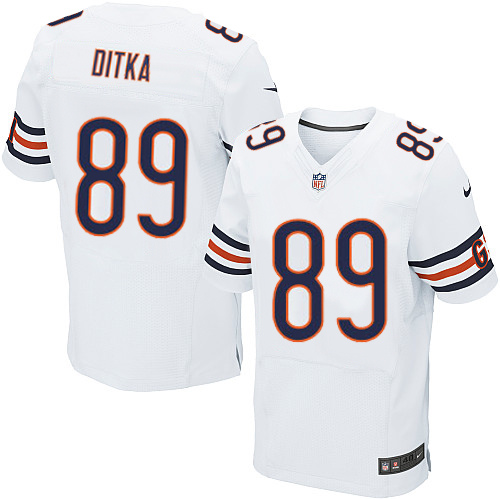 Men's Elite Mike Ditka Nike Jersey White Road - #89 NFL Chicago Bears